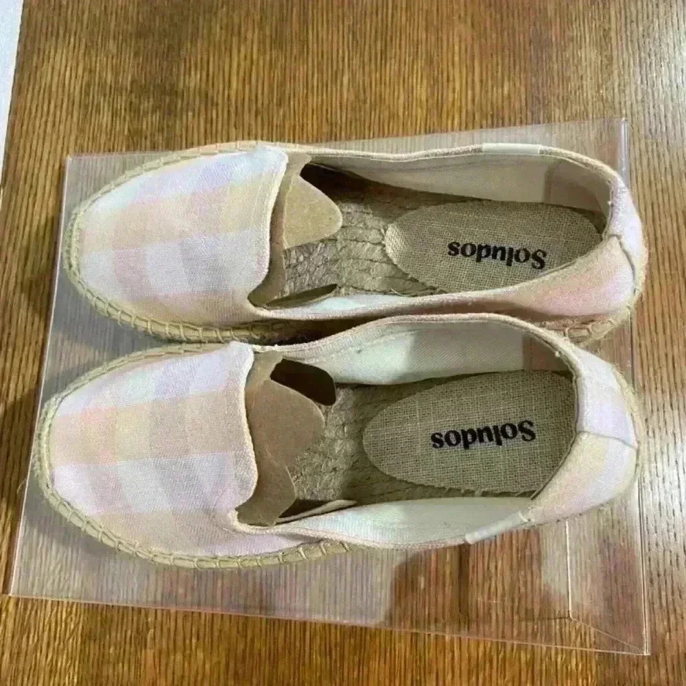 Soludos Women's Platform Smoking Slipper 5‎ Coral Madras Espadrille Beach Travel